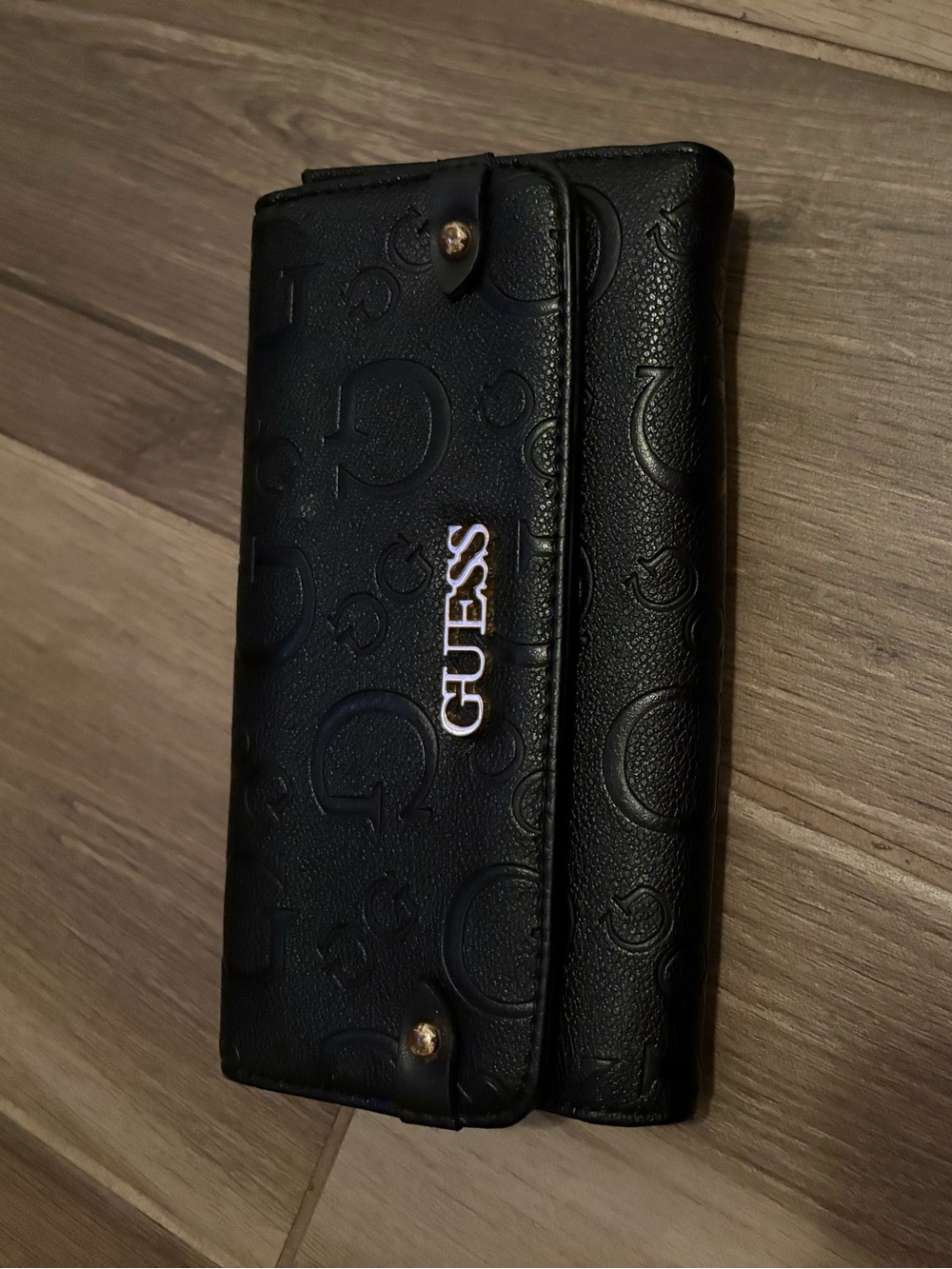 Guess Black Embossed Logo Continental Wallet